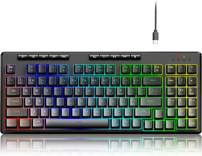 Redragon K517 Pro Wired Gaming Keyboard, RGB Backlit, Mechanical Feel 94 Keys Computer Keyboard with 4 Macro Keys, Number Pad, Anti-Ghosting, 4000mAh Battery for Win/MAC, PS4/5, Xbox
