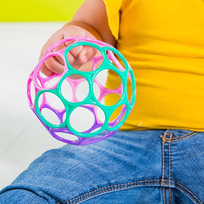 Bright Starts Oball Easy Grasp Classic Ball Infant Toy in Pink/Purple, Age Newborn and up. 4 Inches