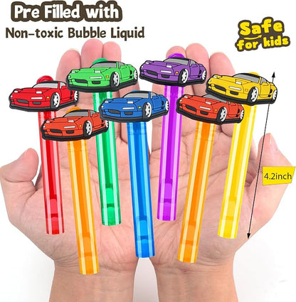 Race Car Party Favors 24Pcs Bubble Wands for Wheel-Themed Birthday Party Supplies, Kids Pinata Goodie Bag Stuffers & Classroom Prizes Gifts