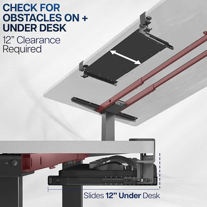 VIVO Small Keyboard Tray, Under Desk Pull Out with Extra Sturdy C Clamp Mount System, 20 (26 Including Clamps) x 11 inch Slide-Out Platform Drawer, Dark Walnut Top, Black Frame, MOUNT-KB05ES-D | Keyboard Tray for Typing, Slide Out Platform, Extra Sturd...