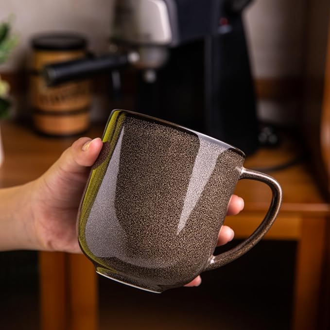 LERATIO 12OZ Ceramic Coffee Mugs Set of 6, Large Porcelain Coffee Cups With Large Handle For Latte,Cappuccino,Milk,Cocoa,|Dishwasher&Microwave Safe Mug Sets,Ideal for Man,Woman,Dad, Mom-Coffee