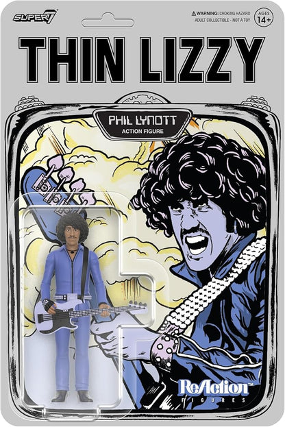 Super7 Reaction Figure Thin Lizzy Phil Lynott (Jailbreak) - 3.75" Thin Lizzy Action Figure with Accessory - Classic Rock Collectibles and Retro Toys