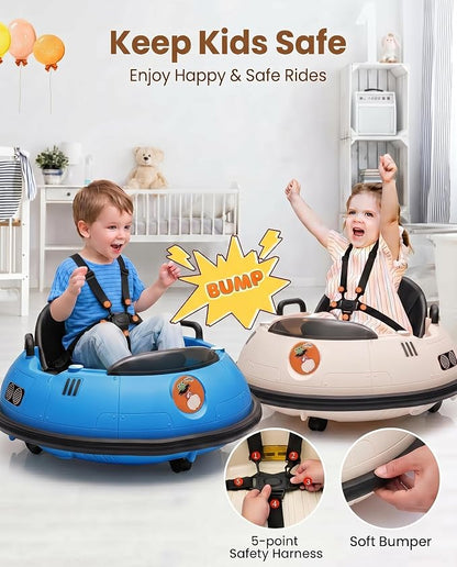 Garvee 12V Kids Ride On Bumper Car with Parental Remote Control, 360° Spin Electric Toddler Bumping Car, LED Lights, Safety Belt & Music, Ride On Cars for 18 Months+ Toddlers