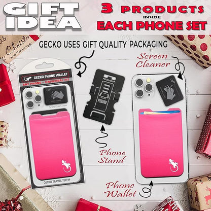 Phone Wallet - Adhesive Card Holder - Cell Phone Pouch - Stick on Lycra Pocket by Gecko - Carry Credit Cards and Cash