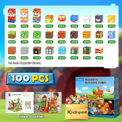 Magnetic Blocks Building Toys, Mine Magnet World Game Set for Kids Ages 4-8 5-7 6-8, STEM Sensory Magnetic Toys for Toddlers, Gift for 3+ Year Old Boys Girls