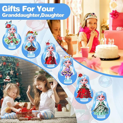 PainZieteg Magnetic Dress Up Dolls, Paper Dolls for Girls, Kids DIY Princess Magnetic Dress-Up Doll for Girl Birthday (Winter Fairy)