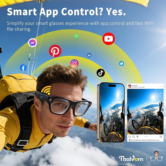 Innovative Smart Glasses,2026 Cutting-Edge AI HD Camera Glasses,AI Voice Assistant,Object Recognition,100+ Languages Real-time Translation,Support Video Photo Music Calling,Wearable Tech for Men Women