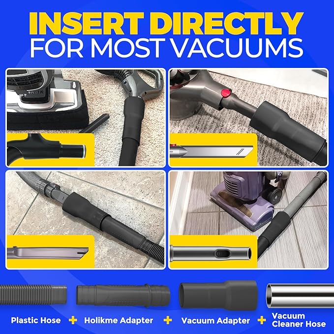 Holikme Dryer Vent Cleaner Kit – Black Lint Vacuum Attachment | Dryer Vent Vacuum Hose Replacement Parts Reach Deep Inside Vents - Remove Hidden Lint, Speed Drying & Reduce Fire Risk