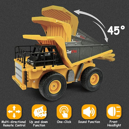 Joylike RC Excavator and Dump Truck Toy Set，2.4Ghz Metal Remote Control Construction Vehicle with Light&Sound, Best Christmas Toy for Boys 8+Year Old Kid
