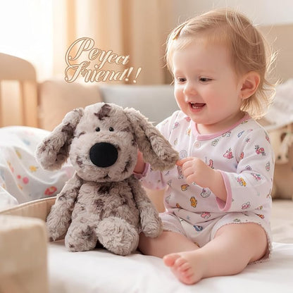 Cartoon Dog Stuffed Animals Dalmatian Plush Toys Dog 11.8 inches Soft and Premium Puppy Plush Toy Gift for for Babies Children Adults, Gray Spots with Big Nose Long Ears