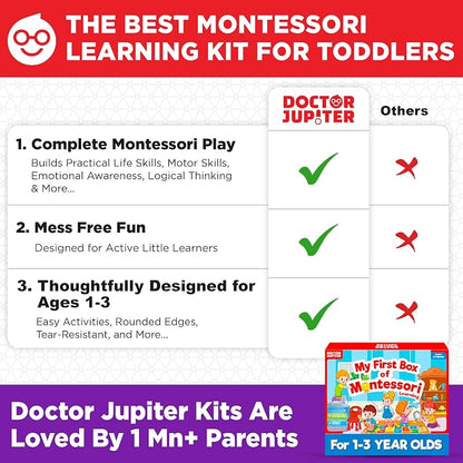 Doctor Jupiter My First Box of Montessori Learning for Toddlers 1+ Year Olds | Montessori Toys, Birthday Gift for 1 2 3 Year Old Boys & Girls | Learning & Educational Activities for 1+ Year Old