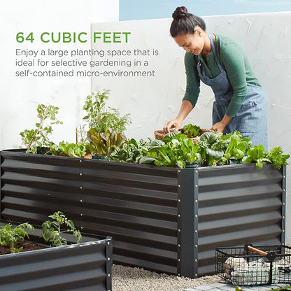 Best Choice Products 8x4x2ft Outdoor Metal Raised Garden Bed, Deep Root Planter Box for Vegetables, Herbs & Flowers, 478-Gallon Capacity, 100% Non Toxic Materials - Gray