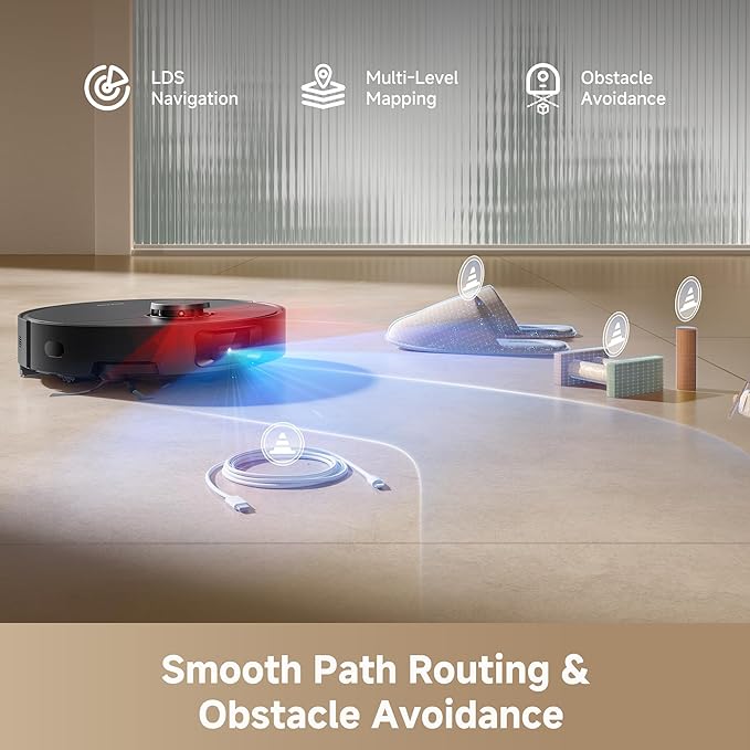 dreame D20 Pro Plus Robot Vacuum and Mop, Detangling DuoBrush for Pet Hair | 13,000Pa Suction, Corner Cleaning, 150-Day Auto-Empty with 5L Dust Bag, LDS Navigation, 5,200mAh Battery, App & Voice Control