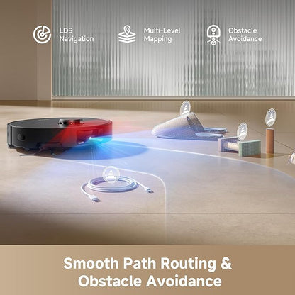 dreame D20 Pro Plus Robot Vacuum and Mop, Detangling DuoBrush for Pet Hair | 13,000Pa Suction, Corner Cleaning, 150-Day Auto-Empty with 5L Dust Bag, LDS Navigation, 5,200mAh Battery, App & Voice Control