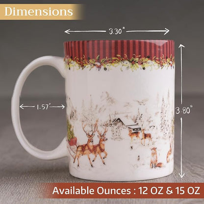 Maison d' Hermine Coffee Mug with Handles Tea Cups (15 Ounce, Pack of 1) | Fine Bone China Coffee Mugs for Hot Beverages Cappuccino Latte Home Hotel Spring Summer -Christmas Tradition - Landscape