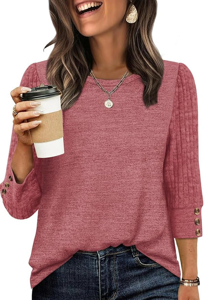 WIHOLL 3/4 Length Sleeve Womens Tops Sweaters Shirts Lightweight Spring Outfits 2026 Winter Clothing S-2XL