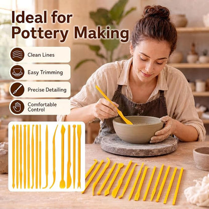 Ferrochef 10 Set 140 Pcs Clay Sculpting Tools Different Shapes Pottery Tools Clay Carving Cutters Pottery Trimming Supplies for DIY Ceramics Plastilina Molding Embossin (Plastic,Solide Style)