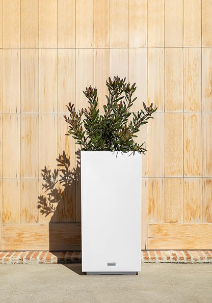 Veradek Block Series Pedestal Planter - Tall Planter for Indoor or Outdoor Front Porch | All-Weather Use with Removable Insert Bucket | Modern Décor for Flowers, Tall Trees, Faux Plants