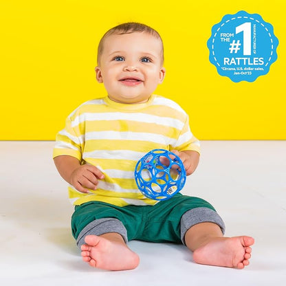 Bright Starts Oball Easy-Grasp Rattle BPA-Free Infant Toy in Blue, Age Newborn and up, 4 Inches (Pack of 2)