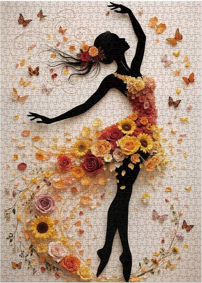 Beautiful Women Flower Puzzles for Adults 1000 Pieces Nature, Colorful Floral Butterfly Art Jigsaw Puzzles, Impossible Hard Difficult Challenging Aesthetic Puzzle