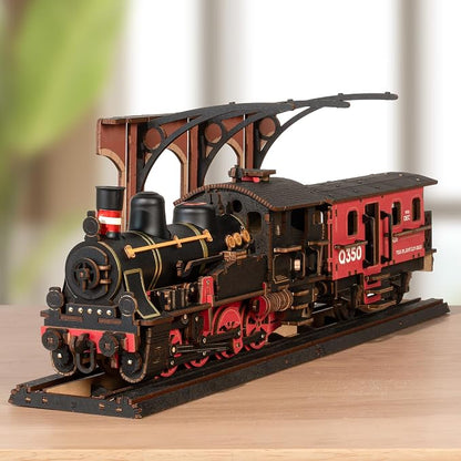 ROBOTIME 3D Puzzles for Adults Wooden Puzzle DIY Model Steampunk Train Kit to Build Wood Craft Kit Toy Hobby Gift Home Decor (Steam Journey)