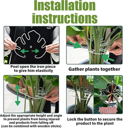 White Monstera Plant Stem Support - 5PCS 7.3x6.25in Durable Adjustable Garden Stake for Indoor Plants, Fishbone Cactus Holder, Innovative Leaf Clip Set, Ideal Tool for Healthy Plant Growth