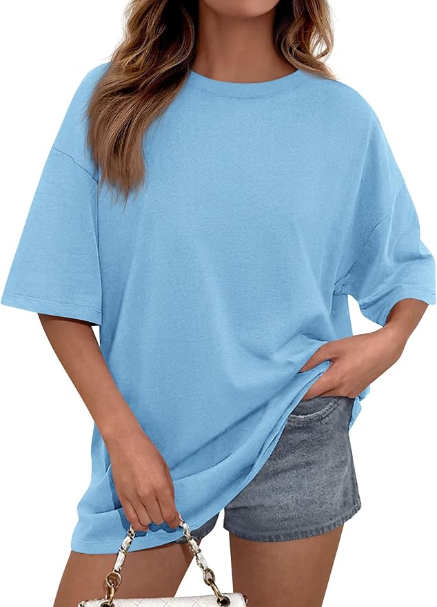 PRETTYGARDEN Womens 2026 Spring Going Out Tops Casual Short Sleeve Crewneck Loose Fit Basic Oversized T Shirts Summer Outfits