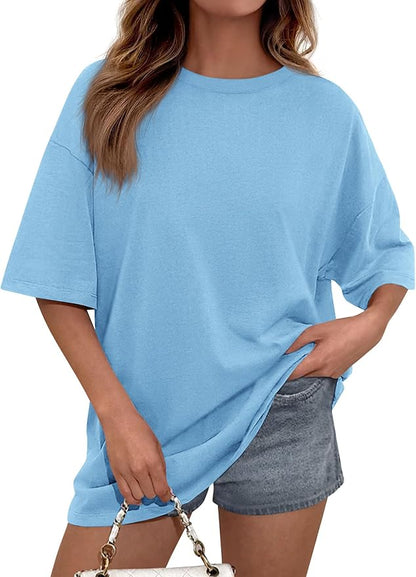 PRETTYGARDEN Womens 2026 Spring Going Out Tops Casual Short Sleeve Crewneck Loose Fit Basic Oversized T Shirts Summer Outfits