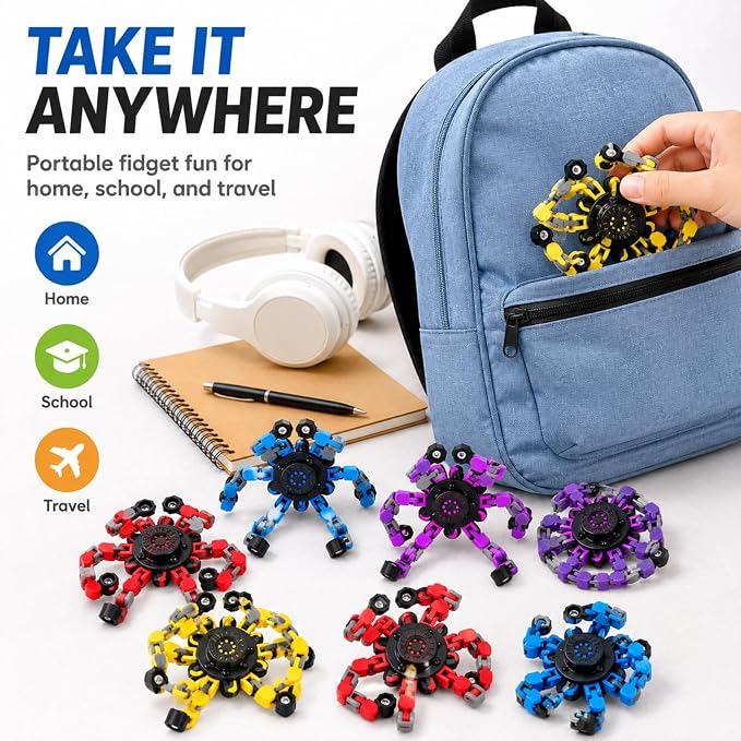12PCS Transformable Fidget Spinner Toys for Kids and Adults | DIY Robot Chain Fidget Toys, Sensory Toys for Stress Relief, Party Favors, Classroom Rewards & Birthday Gifts