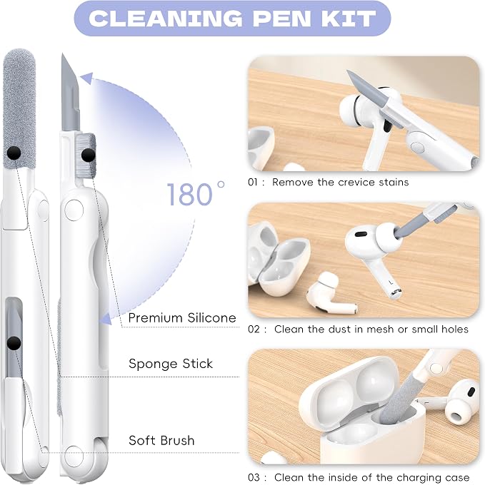for Airpods Pro 2nd/1st Generation Case Cover, Compatible with Airpods Pro Case 2nd Gen USB C Charging Port, Clear Soft Transparent Military Grade Shockproof Case, Clear Purple