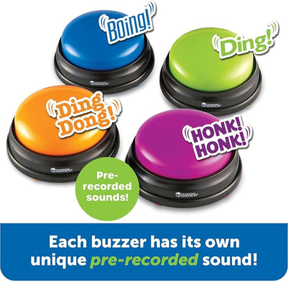 Learning Resources Answer Buzzers - Classroom Must Haves Supplies, Kids Toys, Sound Effect Button, Family Game Shows, Buzzers for Trivia, Participation Tools Boys and Girls Birthday Gifts