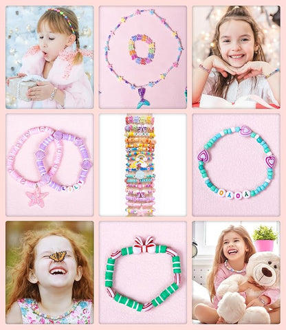 MiuCo Bracelet Making Kit for Kids Girls - Cute Beads for Jewelry Making Kits with Charms - Arts and Crafts for Make Necklaces - Birthday Gifts for Kids Girls Ages 5 6 7 8 9 10