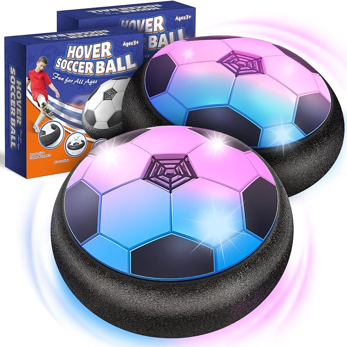 Officygnet 2 Pack Hover Soccer Ball Toys Gifts for 5, 6,7, 8-12 Year Old Boys, Indoor Boys Toys Age 6-8, Light-Up Soccer Ball Games for Kids 4-6, Ideal Christmas Birthday Sports Gifts for Kids