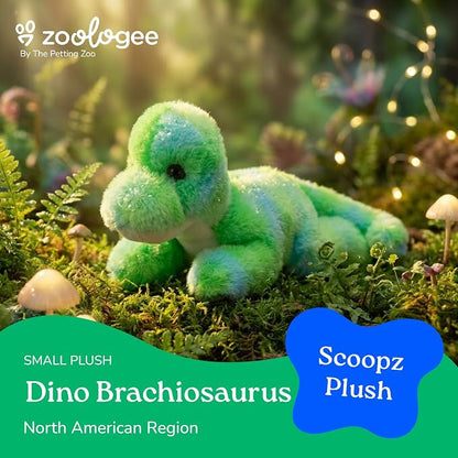 The Petting Zoo Dinosaur Brachiosaurus Stuffed Animal Plushie, Gifts for Kids, Scoopz Dinosaur Animals, Green Dinosaur Plush Toy 8 Inches