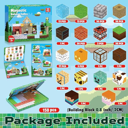 Magnetic Blocks - 150 PCS Build Magnetic Windmill Falls Homes - Magnetics Toys for Montessori Toddler Easter Christmas Birthday Gifts - STEM Sensory Toys for 3 4 5 6 7 8 9 10 Year Old Boys & Girls