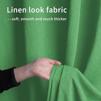 Easy-Going Linen Look Outdoor Curtains Waterproof Windproof Porch Curtains, Soft Thicken Outdoor Privacy Curtains for Patio, Gazebo, Grommet Top and Tab Bottom Drape, 1 Panel, 54x84 inch, Green