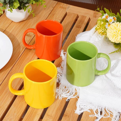 Multi-Coloured Ceramic Mugs Set of 6-11.2 oz / 330ml-Coffee Mugs-Cappuccino-Tea Cups- Hot Chocolate Cups (Warm color, Large)