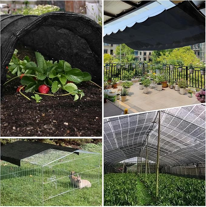 LOVE STORY 6x12FT 90% Black Garden Shade Cloth, Sun Shade Cover Net Mesh Tarp with Grommets, Sunblock Net for Garden,Greenhouse,Plants and Patio