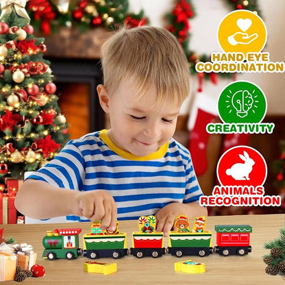 Toddler Advent Calendar 2025-24 Days Magnetic Wooden Animal Train Set Christmas Advent Calendar 2025 for Kids, Countdown Calendar Gifts Montessori Train Stocking Stuffer for Toddlers, Boys and Girls