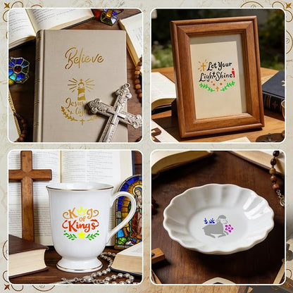 72 PCS 3x3 Inch Religion Christian Stencils for Painting - Religious Jesus Christ Cross Angels God Reusable Painting Templates on Wood, Glass, Fabric, Window Door Decor DIY Decoration