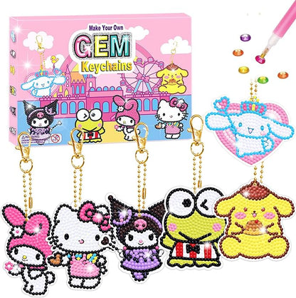 Crafts for Girls - 6Pcs Make Your Own GEM Art Keychains - Arts and Crafts for Adults - Diamond Art Kits - 5D Dimond Art Paintings by Numbers - Art & Craft Gifts