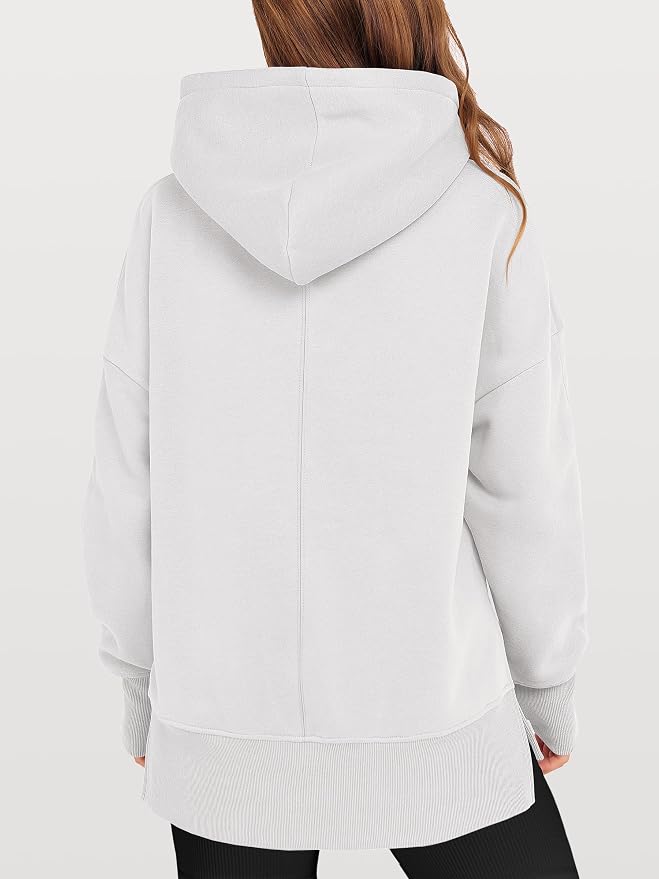 ANRABESS Womens Oversized Hoodies Long Sleeve Fleece Side Slit Hooded Sweatshirts Pullover 2026 Fall Outfits Y2K Clothes