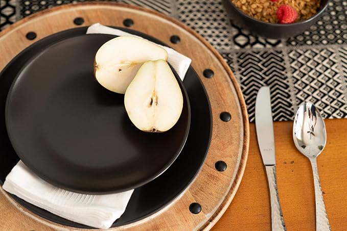 10 Strawberry Street Wazee Matte 10.5" Coupe Dinner Plate, Set of 6, Black