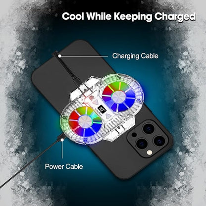 TRILINK Phone Cooler for Gaming with Dual Cooling Fans - Advanced Phone Cooling Technology - RGB LEDs - Ultra-Quiet - Output Function - LED Temperature Display for Android iPhone iOS Game Radiator
