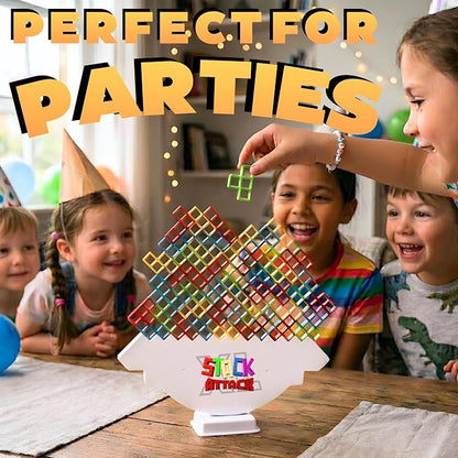 Stack Attack XL Tower Game, Giant Tabletop Games for Kids & Adults, Family Game Night Building Block and Stacking Gifts, Includes 100 Pcs & 36 Cards, Balance Novelty Toy Gift