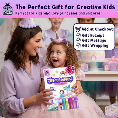 Unicorn Princess BeadStories - Magical Beads Painting Kit For Kids, Bead Mosaic Art Birthday Gift For Girls Ages 4 5 6 7 8-12 Years Old, Fun Craft Activity Kit, Summer Activities for Kids