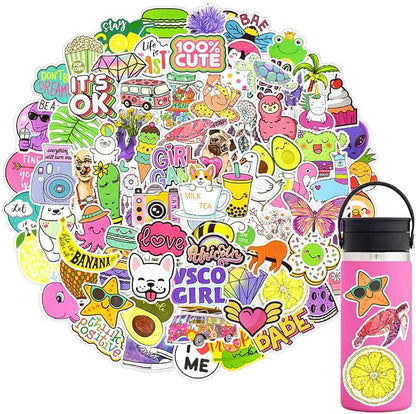 QTL 250pcs Cute Vinyl Stickers for Girls Stickers for Kids Teens Girls Easter Basket Stuffers Gifts Water Bottle Stickers for Hydroflask Waterproof