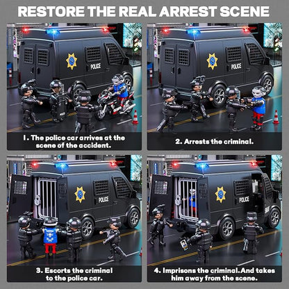 Police Car Toy Truck for Kids 3 4 5-8, Large Toy Cars with Lights & Sounds, Emergency Vehicle Toddler Toys, Law Enforcement Role Playset, Play & Learn Toddler Toys Ages 3 4 5 6 7 8 9 10 11 12