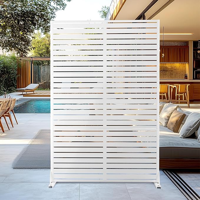 Outdoor Privacy Screen,72" H×47" W Metal Privacy Screen, Freestanding Privacy Fence Panels for Patio