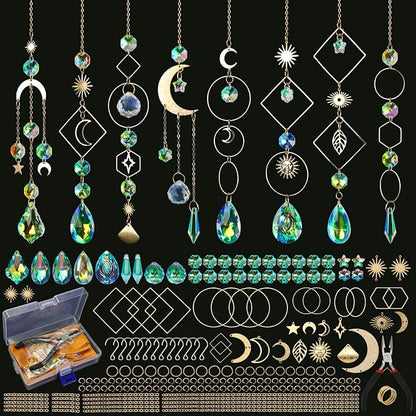 Sun Catcher Kits for Adults, 228pcs DIY Suncatcher Making Supplies Arts and Crafts for Girls Women Hanging Ornaments for Indoor Windows Prism with Crystal Balls Gift for Birthday Mother's Day